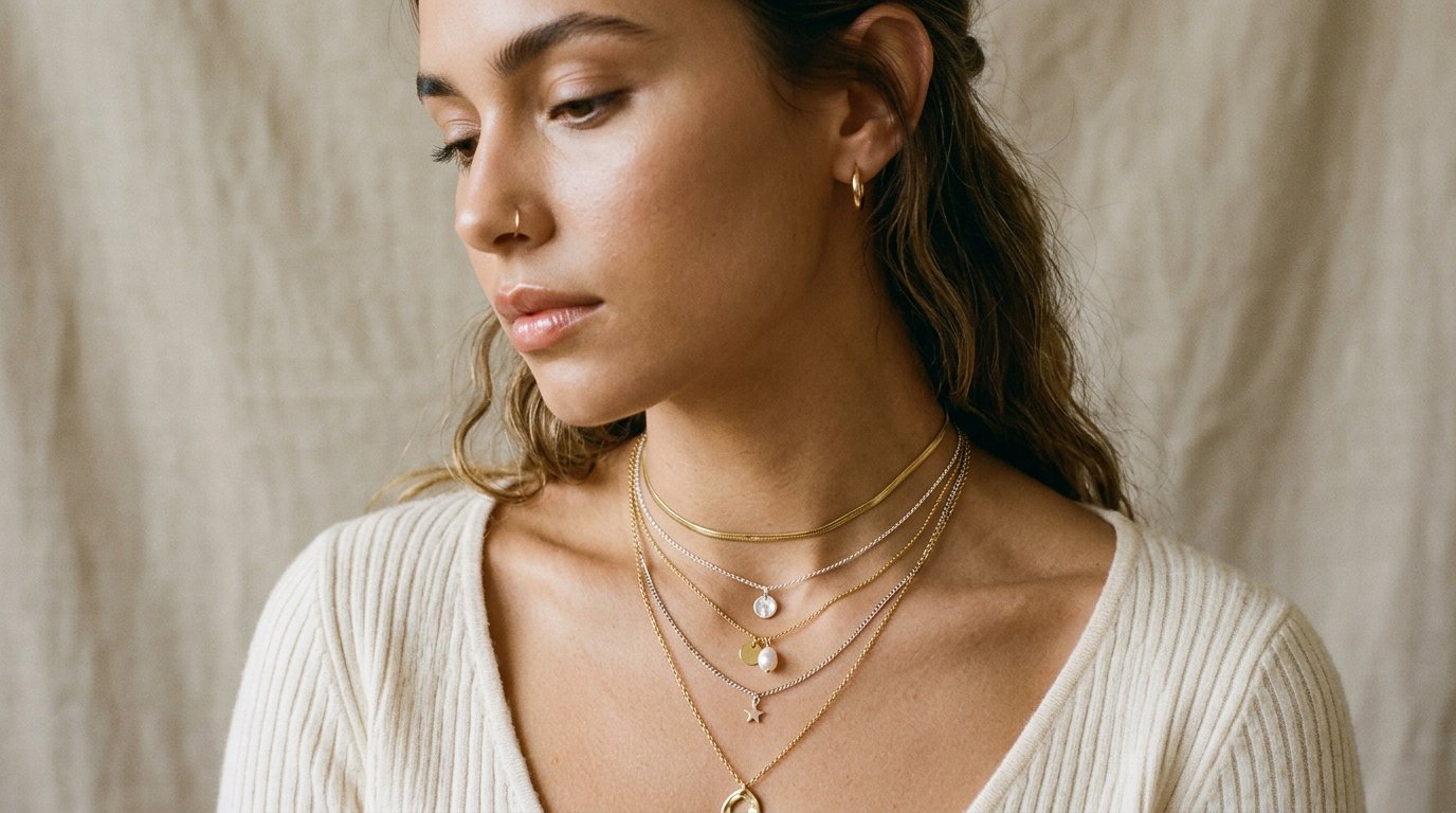 Guía de Layering: Cómo Combinar Varios Collares sin que se Enreden ni Pierdan Estilo
